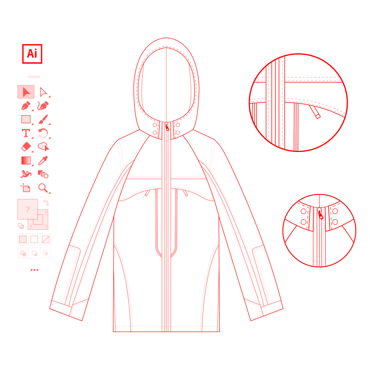 Technical drawing for fashion course with Adobe Illustrator at GRAAMAARG Studio Athens